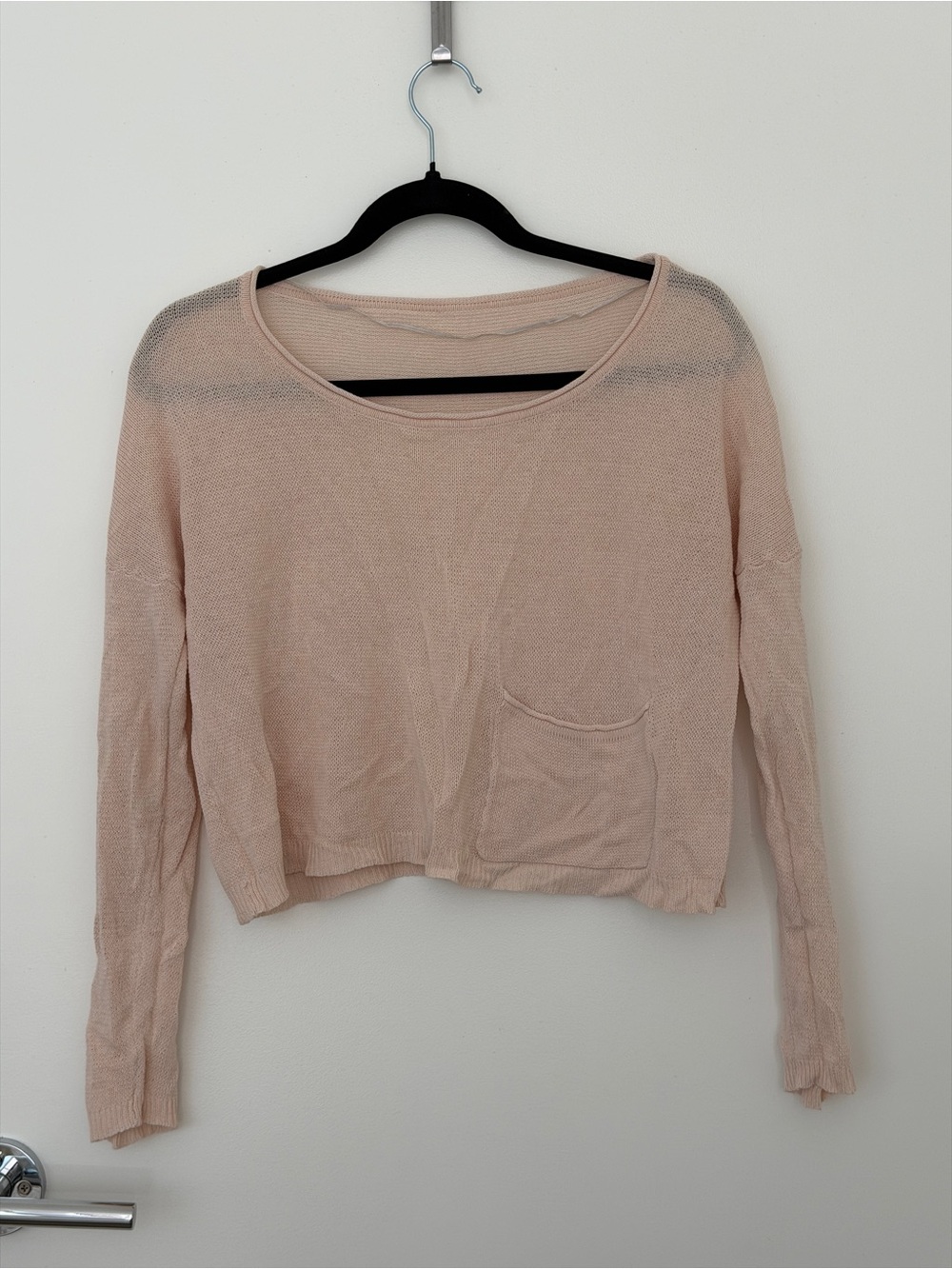 Urban Outfitters Blush Pink Scoop-Neck Long-Sleeve Top
